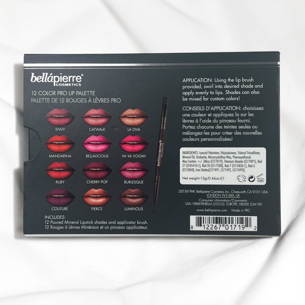 Bellapierre Cosmetics 12 Color Pro Lip Palette Mineral Lipstick Set New - Picture 3 of 7